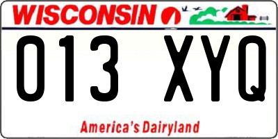 WI license plate 013XYQ