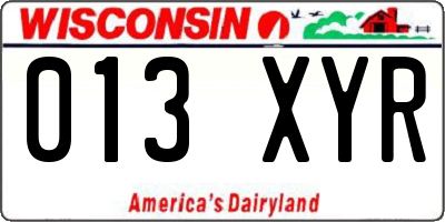 WI license plate 013XYR