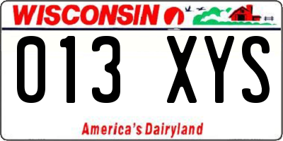 WI license plate 013XYS