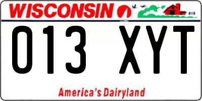 WI license plate 013XYT