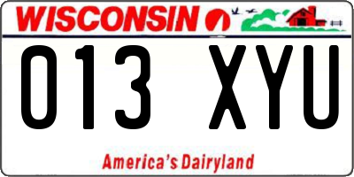 WI license plate 013XYU