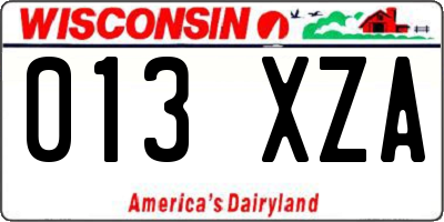WI license plate 013XZA