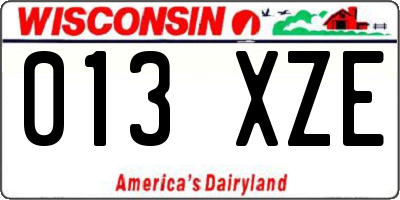 WI license plate 013XZE