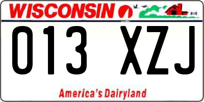 WI license plate 013XZJ
