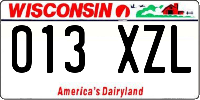 WI license plate 013XZL