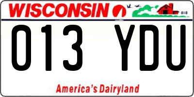 WI license plate 013YDU