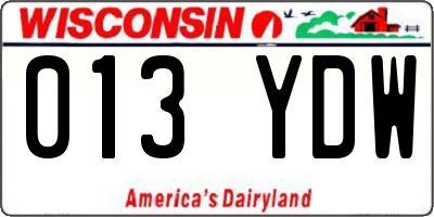 WI license plate 013YDW