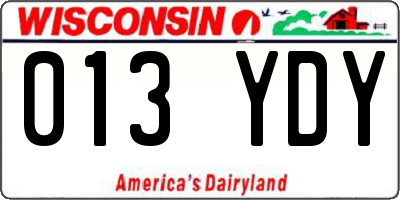WI license plate 013YDY