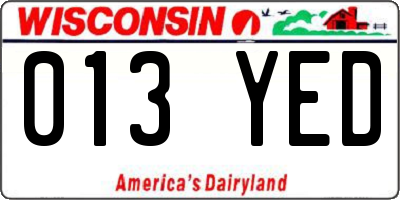 WI license plate 013YED