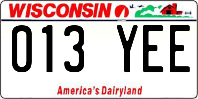 WI license plate 013YEE