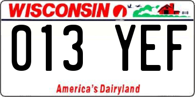 WI license plate 013YEF