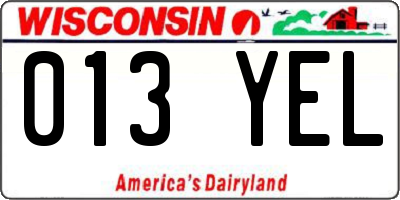 WI license plate 013YEL