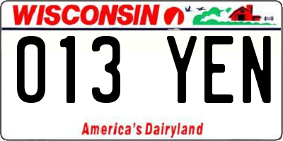 WI license plate 013YEN
