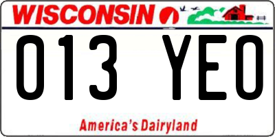 WI license plate 013YEO