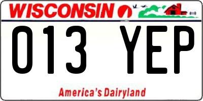WI license plate 013YEP