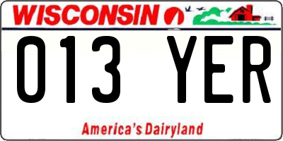 WI license plate 013YER