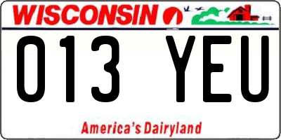 WI license plate 013YEU