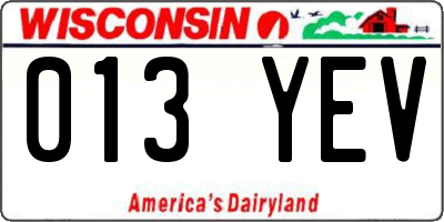 WI license plate 013YEV