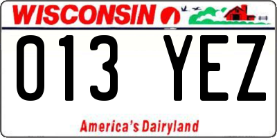 WI license plate 013YEZ