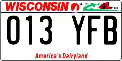 WI license plate 013YFB