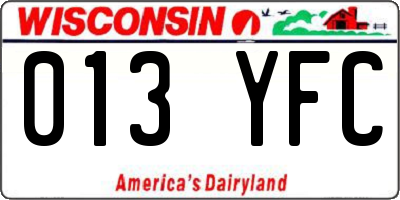 WI license plate 013YFC