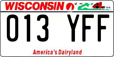 WI license plate 013YFF