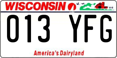 WI license plate 013YFG