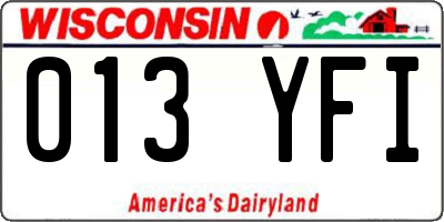 WI license plate 013YFI