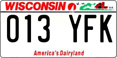 WI license plate 013YFK