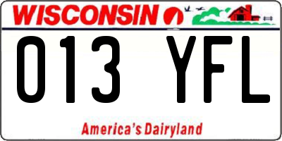 WI license plate 013YFL