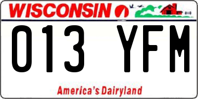 WI license plate 013YFM