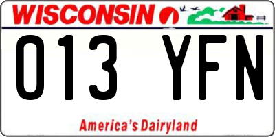 WI license plate 013YFN
