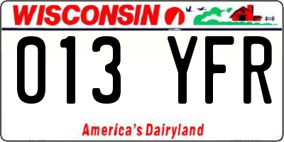 WI license plate 013YFR
