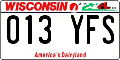 WI license plate 013YFS