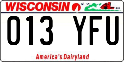 WI license plate 013YFU