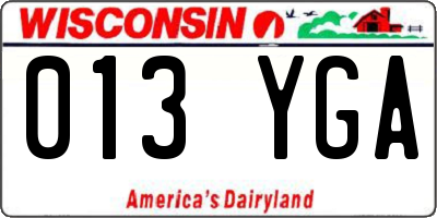 WI license plate 013YGA