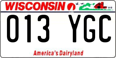 WI license plate 013YGC
