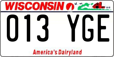 WI license plate 013YGE