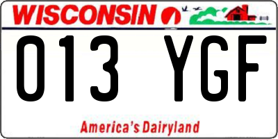 WI license plate 013YGF