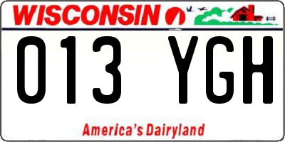 WI license plate 013YGH