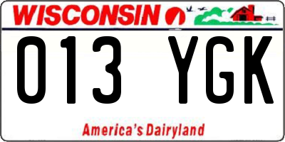 WI license plate 013YGK