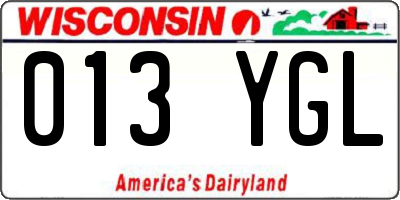 WI license plate 013YGL