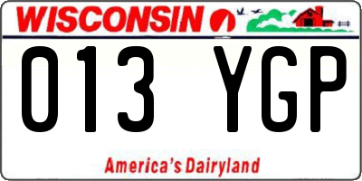 WI license plate 013YGP