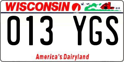 WI license plate 013YGS