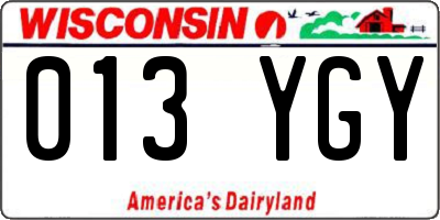 WI license plate 013YGY