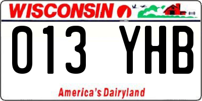 WI license plate 013YHB