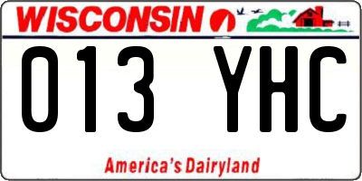 WI license plate 013YHC