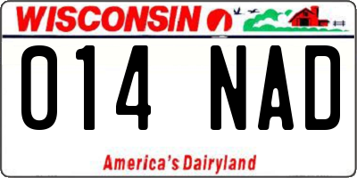 WI license plate 014NAD