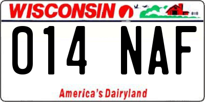 WI license plate 014NAF