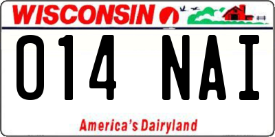 WI license plate 014NAI